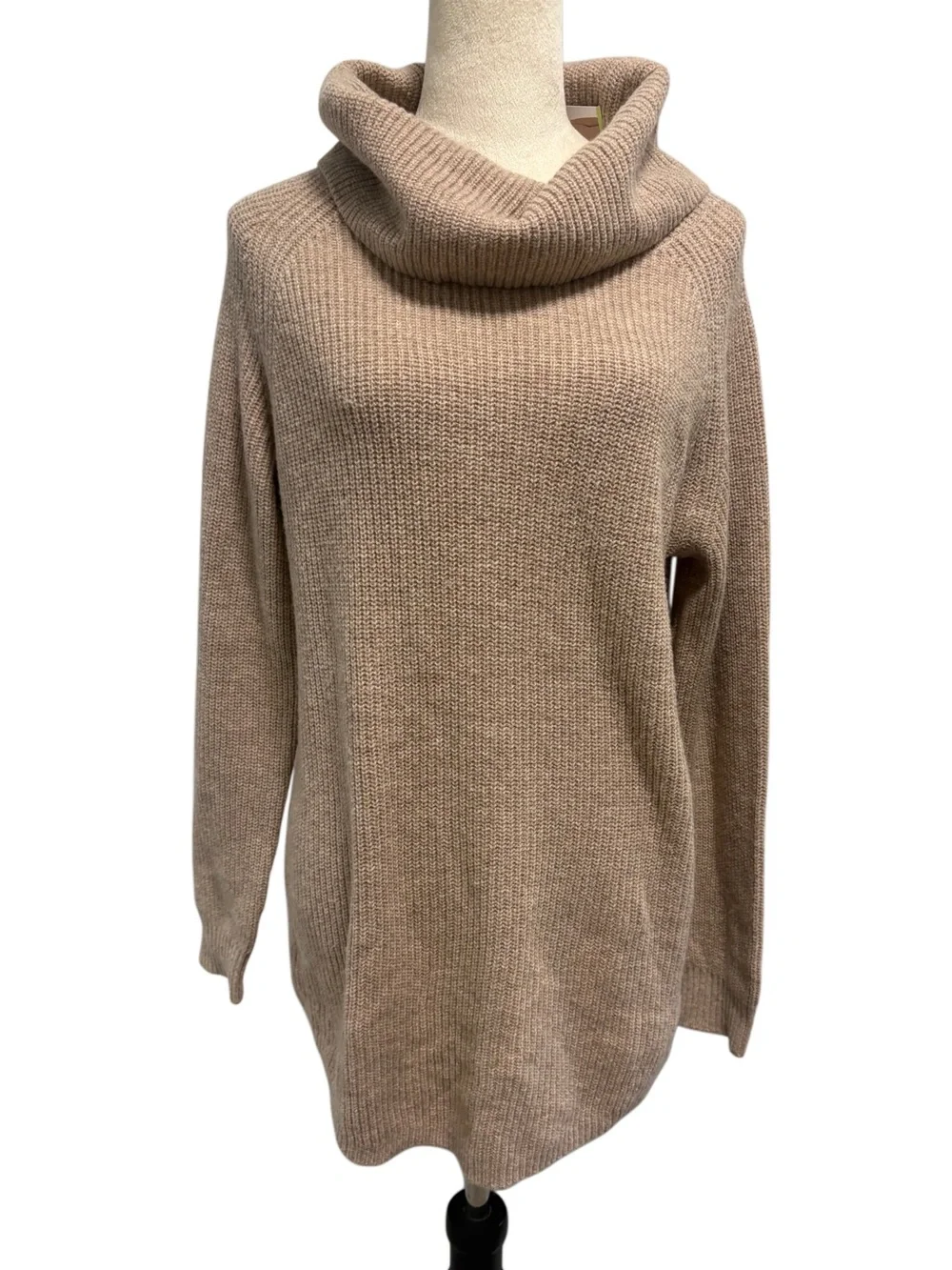 NWT Tahari Merino Wool Blend Taupe Cowl-Neck Sweater - Picture 2 of 12